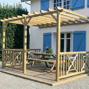 Pergola Bois Adosse Double 6 x 3 m